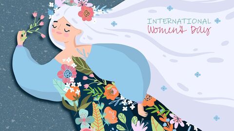 Grafik Frau mit Blumen