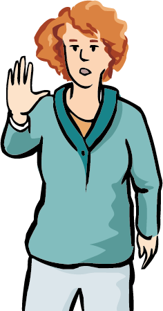 Eine Frau zeigt Stopp